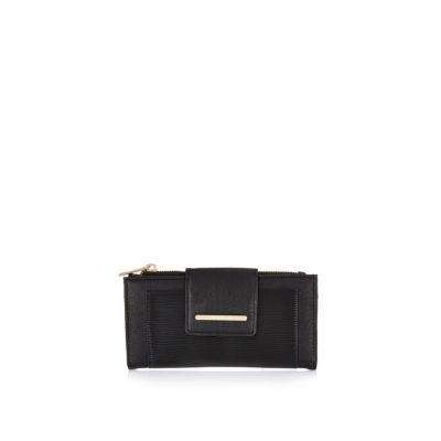 Black textured foldover purse